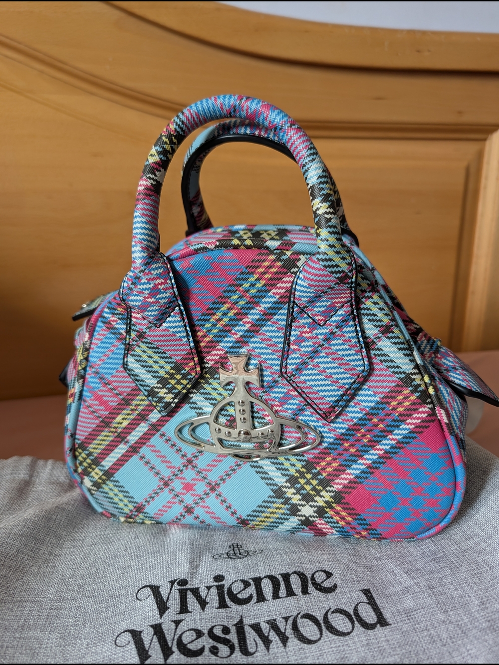 Vivienne Westwood Multicolor Plaid Small Top-Handle Bag
